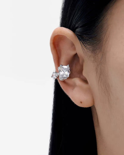 Tether Asymmetrical Earrings in platinum silver