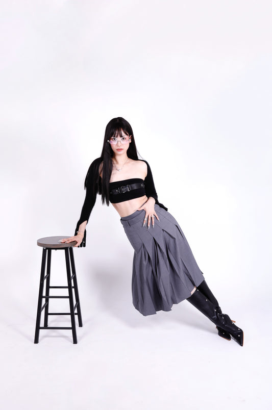 Mireille Double Waisted Pleated Long Skirt