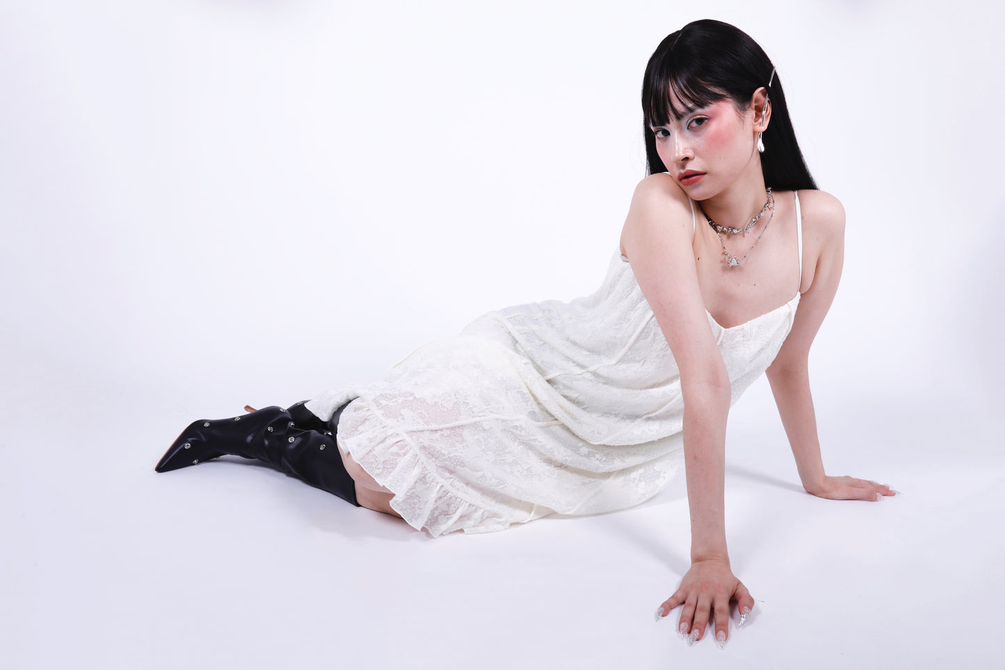 Séraphine Wool Cream Tiered Dress