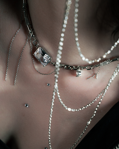 Tether Necklace in platinum silver