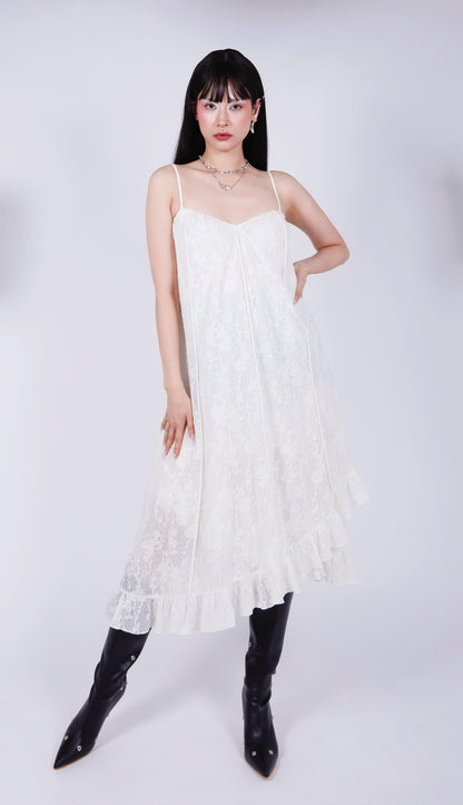 Séraphine Wool Cream Tiered Dress