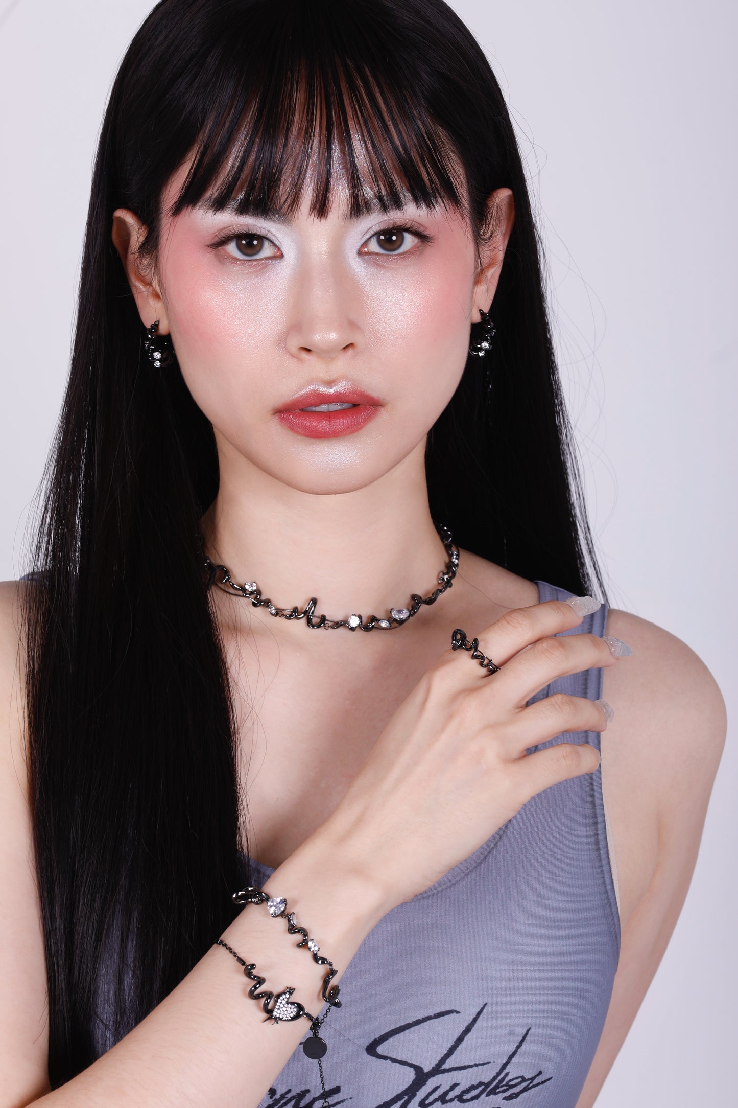 Colette Necklace in Rhodium Black