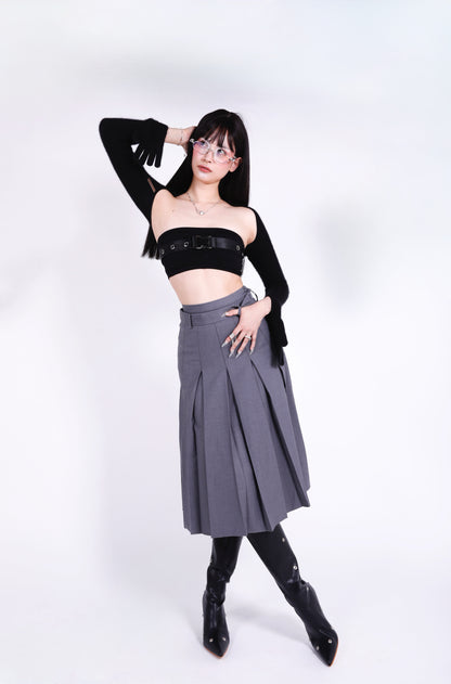 Mireille Double Waisted Pleated Long Skirt