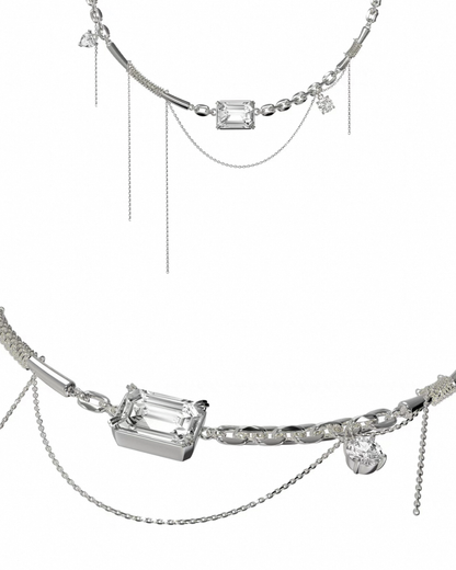 Tether Necklace in platinum silver