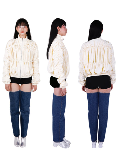 Ives Nylon Ruched Bomber Jacket