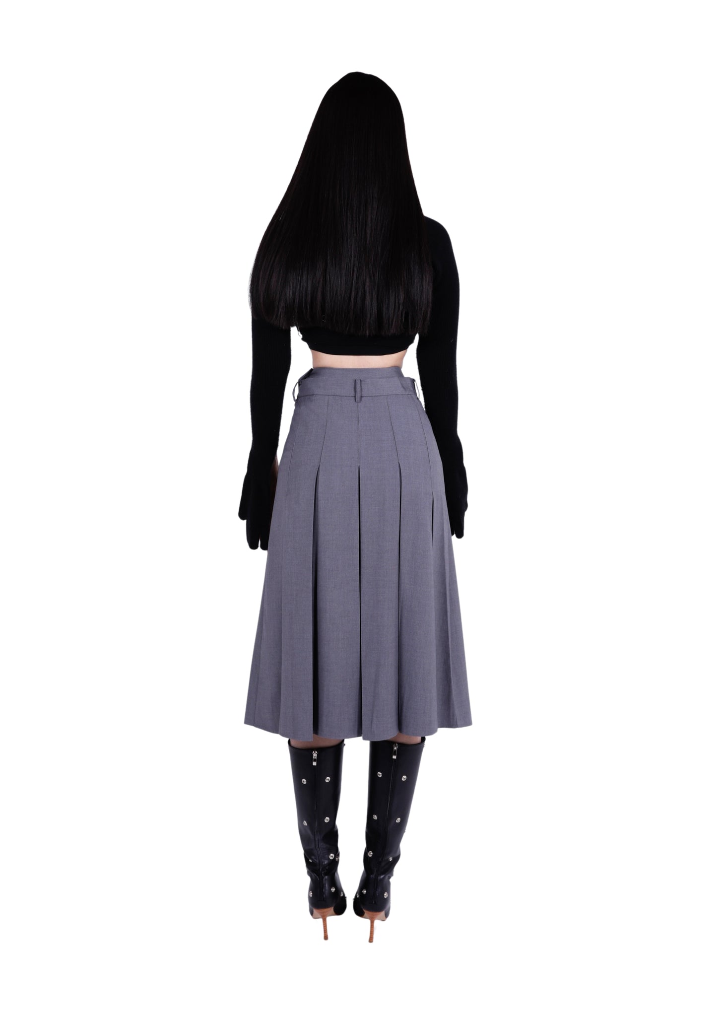 Mireille Double Waisted Pleated Long Skirt