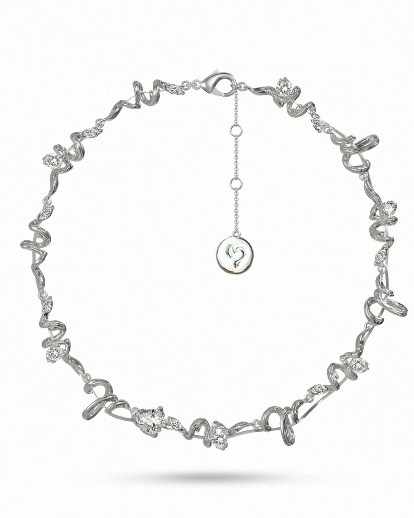 Colette Necklace in frosted silver platinum