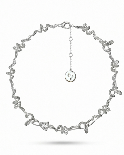 Colette Necklace in frosted silver platinum