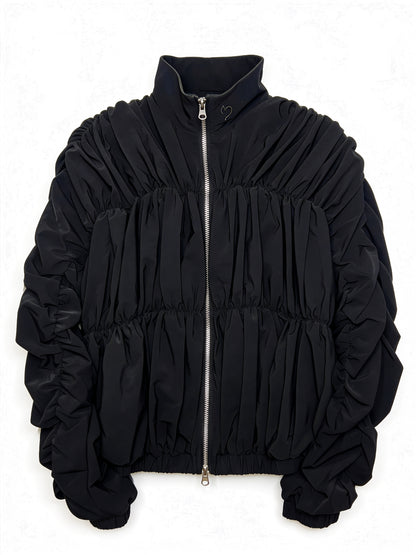 Ives Nylon Ruched Bomber Jacket