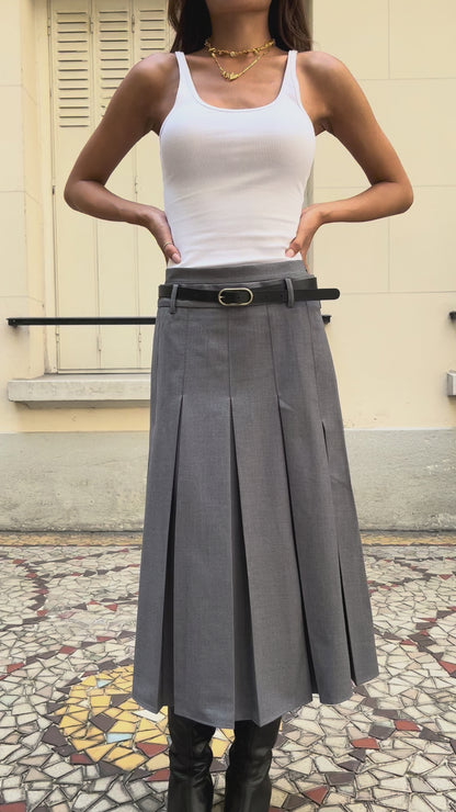 Mireille Double Waisted Pleated Long Skirt