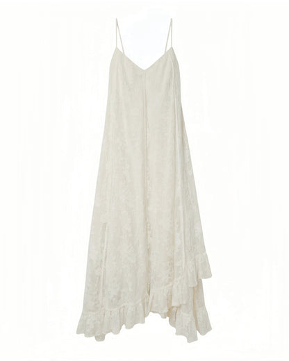 Séraphine Wool Cream Tiered Dress