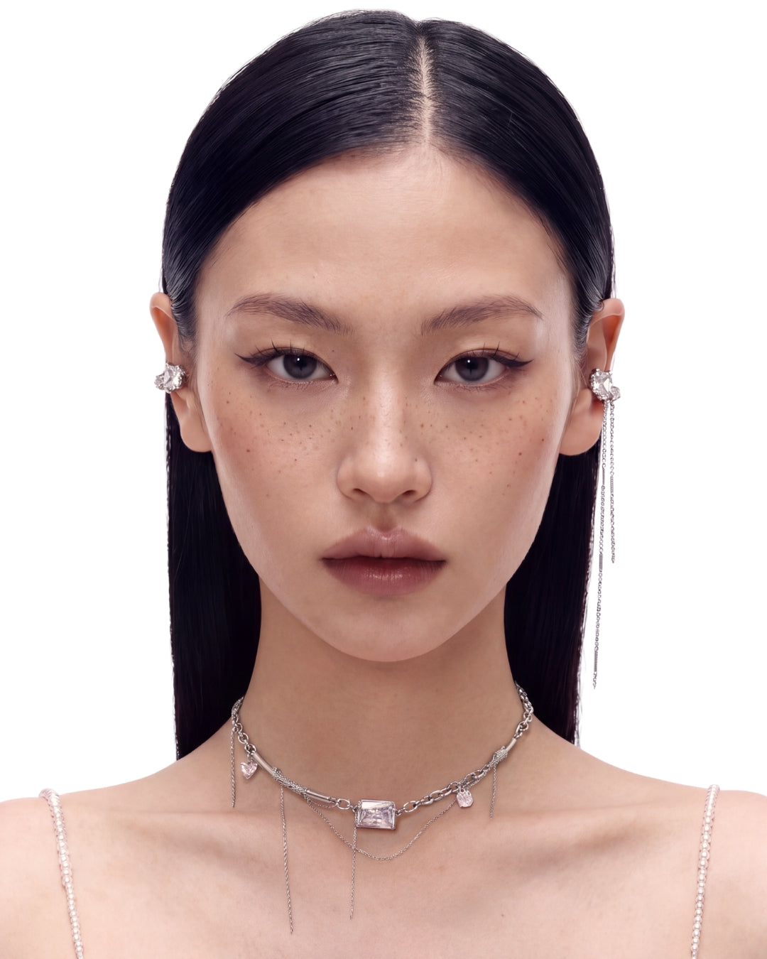 Tether Necklace in platinum silver
