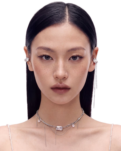 Tether Necklace in platinum silver